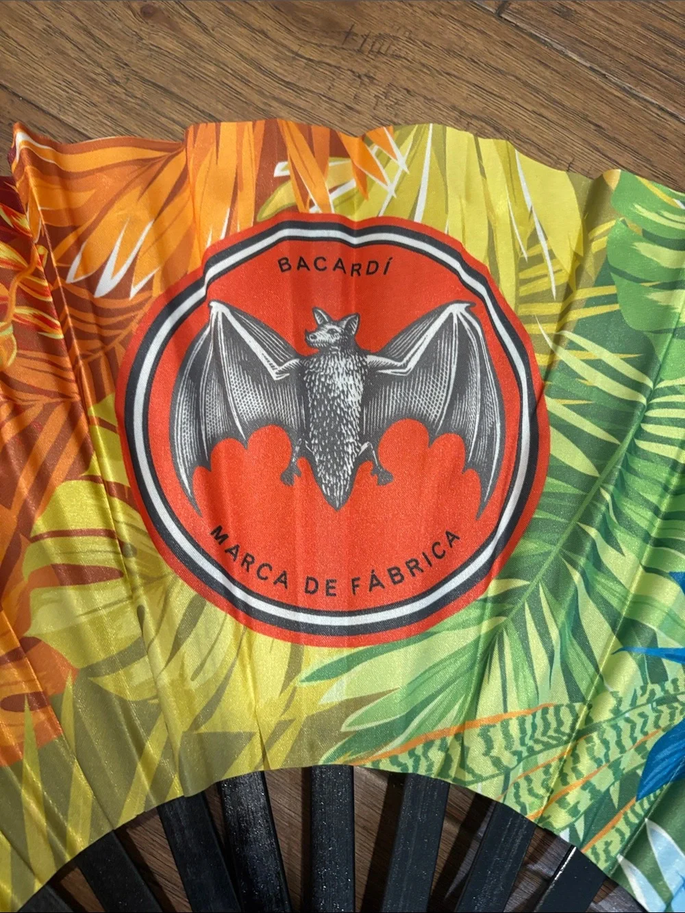 Bacardi HUGE Rainbow Bat Logo Folding Hand Fan - Multicolor Two Pack